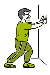 Cartoon of a man stretching his leg muscles.