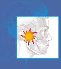 Profile of face showing location of temporomandibular joint
