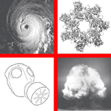 four drawigns if emergencies -- hurricane, spore, gas, nuclear