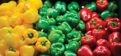 yellow, green, and red bell peppers