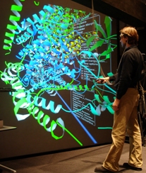 Protein Data Bank (PDB) browser software on C-Wall (virtual reality wall) at Calit2, UC-San Diego