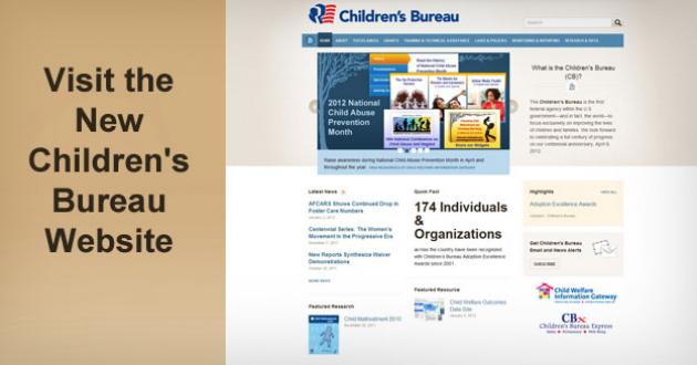 Screen capture of the Children’s Bureau redesigned website