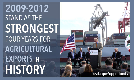 2009-2012 stand as the strongest four years for agricultural exports in history.