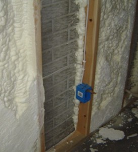 walls insulated with spray polyurethane foam
