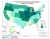 Map of USA, showing number of CSP contracts by state