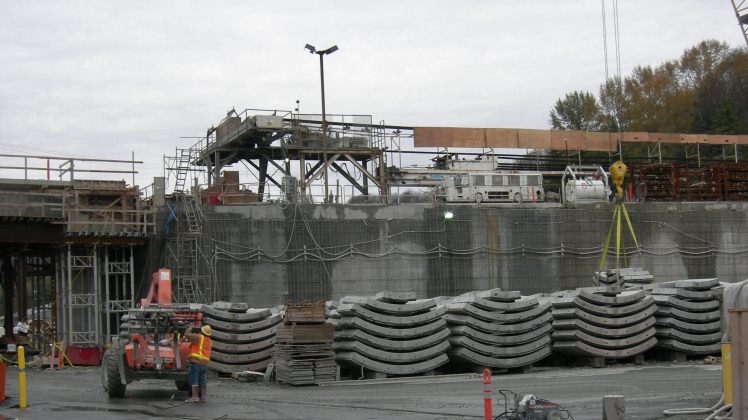 Photograph of construction on Sound Transit light rail line