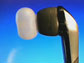 Graphic image showing a new ear bud and a human ear.