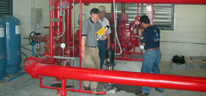 Inspection and testing of a fire pump system