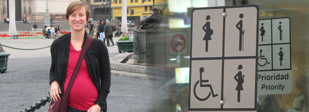 Pregnant woman and priority parking sign
