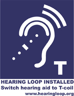 Hearing Loop Installed. Switch hearing aid to T-coil, www.hearingloop.org