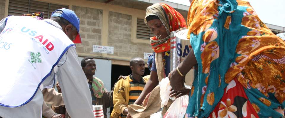 USAID provides humanitarian assistance such as food aid during famines