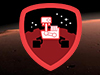 Artwork for the Curiosity Explorer Badge with an image of Mars in the background