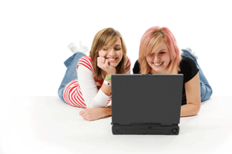 Girls looking at computer