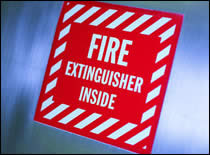 Photo of fire extinguisher sign.