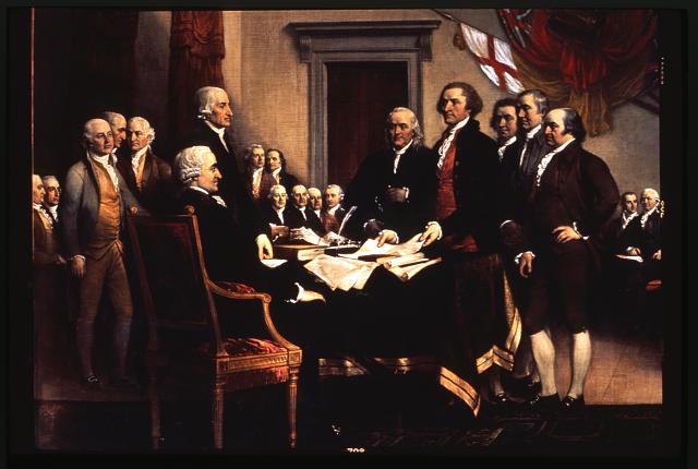 U.S. Capitol paintings. Declaration of Independence, painting by John Trumbull in U.S. Capitol, detail II