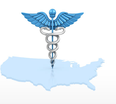 Medical symbol on U.S. map
