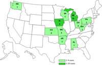 Persons infected with the outbreak strain of E. coli, by state