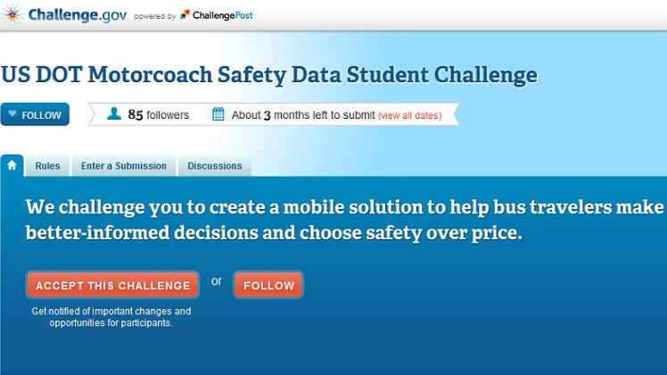 Screen capture of the Safety Data Student Challenge on challenge-dot-gov