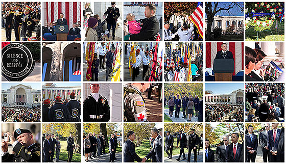 Many thumbnail images of the 2011 Veterans Day Ceremony at Arlington cemetary