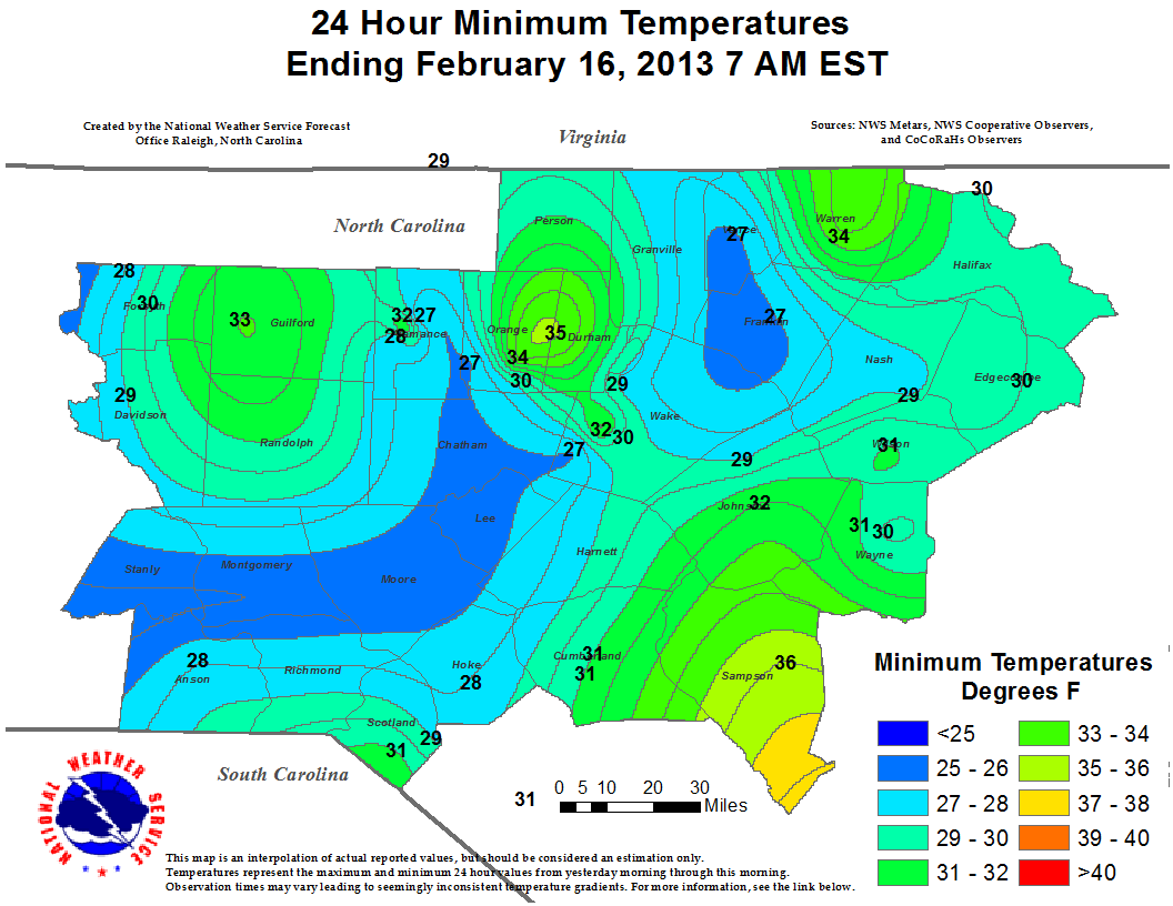 24 Hour Minimum Temperature Precipitation Plot - Click to enlarge