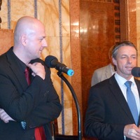 Drs. Zabransky (left) and Bém at a reception at the mayor's residence.