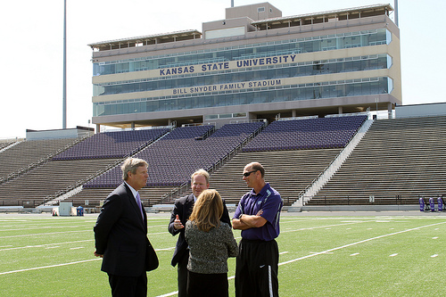 Agriculture Secretary Tom Vilsack visits the Bill Snyder Family Football Stadium at Kansas State University, in Manhattan, KS, on Tuesday, April 10, 2012. USDA Photo by Jessica Bowser.