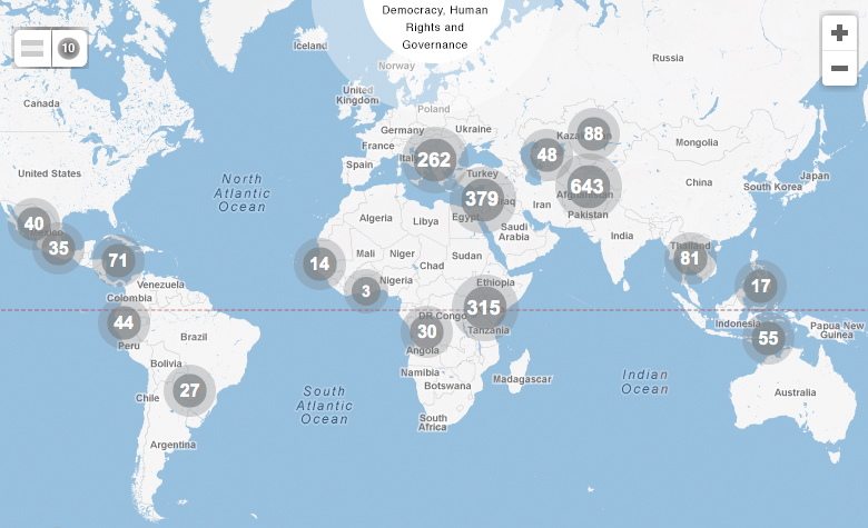 Map of USAID Democracy, Human Rights, and Governance Projects - Click to view interactive map
