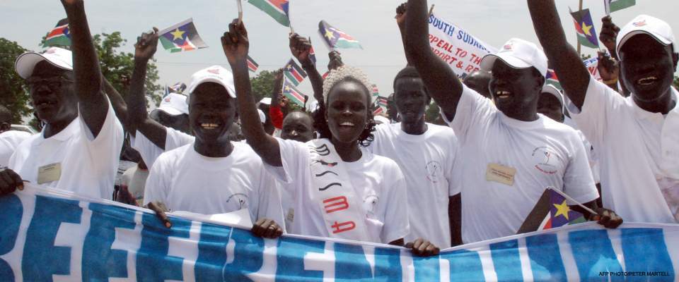 Southern Sudanese demonstrate to support the January 2011 referendum for South Sudan’s independence from the North.