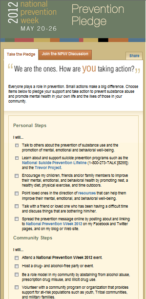 Prevention Pledge screenshot