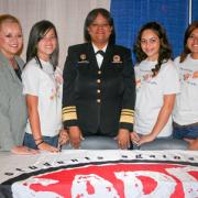 SADD Florida advisor Sherry Viersen (far left) and teen ambassadors Naya Zapata, Destiny Ramos, and Julissa Pardomo are joined by U.S. Surgeon General Regina M. Benjamin, M.D., M.B.A. (center).