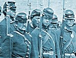 A company of the 6th Maine Infantry on parade after the battle of Fredericksburg.  ARC Identifier: 524587.  At time of the charge across the stone wall at foot of Marye's Heights, General Joseph Hook
