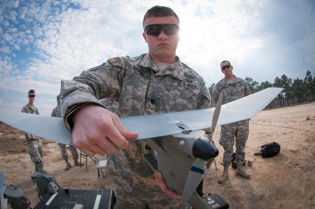 An unmanned aerial vehicle operator with the 82nd Airborne Division's 1st Brigade Combat Team, assembles a Raven during a UAV refresher course, Feb. 5, 2013, at Fort Bragg, N.C.  The Raven is slightly smaller than the UAVs that infantry units commonly operate in Afghanistan, but the skills to fly them both are the same.
