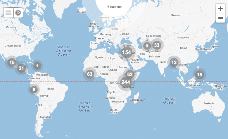 Map of USAID Education projects - Click for interactive map