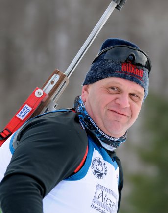 Lt. Col. Brian O'Keefe, New York Army National Guard, representing the New York National Guard for the first time in competition, during the Sprint portion of the 2013 National Guard Eastern Regional Biathlon held at the Ethan Allen Training Site, Jericho Vt., Feb. 9, 2013.