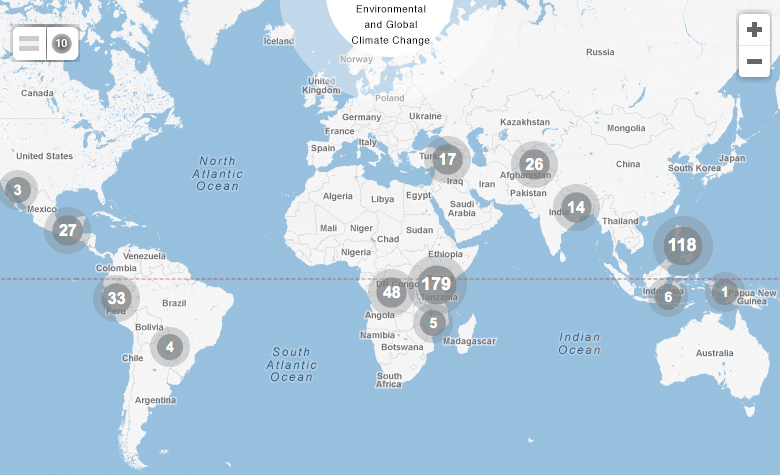 Map of USAID Environment and Global Climate Change projects - Click for interactive map