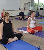 Yoga students practicing meditation