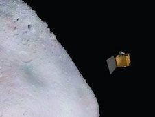 Artist's concept of OSIRIS-REx near asteroid 1999 RQ36