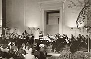 Image: The National Gallery's first music director, Richard Bales, conducts the NGA Orchestra at a concert in one of the museum's Garden Courts