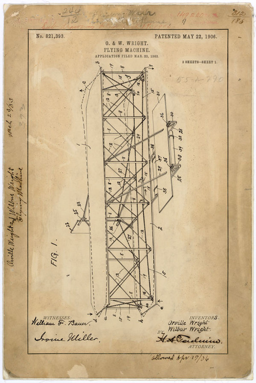 todaysdocument:

Wright Brothers’ Flying Machine Patent, missing from the National Archives
December 17 is the anniversary of the Wright Brother’s historic first flight in 1903.  For most, it’s a day to celebrate a pivotal milestone in aviation history.  But here at the National Archives and at other archives, libraries, and museums it’s a reminder of the threat that cultural institutions face on a daily basis.  The patent for the Wright Flyer is missing—presumed stolen—last seen in 1979, and it’s not the only item missing.
When such records are stolen —sometimes for resale on web auction sites— our shared history is lost and our ability to maintain accountability in our government is lessened.  Together, with your help, we can return our cultural heritage to its rightful place.
For More Information:
Help the National Archives Recover Lost &amp; Stolen Documents
US National Archives Archival Recovery Team on Facebook 
via the AOTUS Blog: The Impact of Theft
