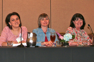 Left to right:  Irma Kirtadze, M.D., Georgia  Olga Toussova, Ph.D., Russia  Trecia Wouldes, Ph.D., New Zealand