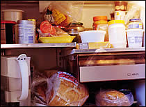Photo of food in refrigerator.