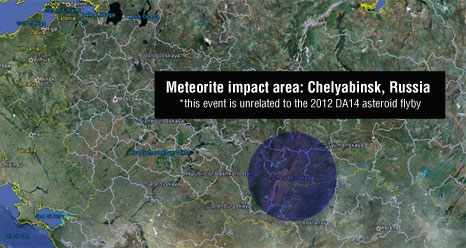 Map showing the meteorite impact area