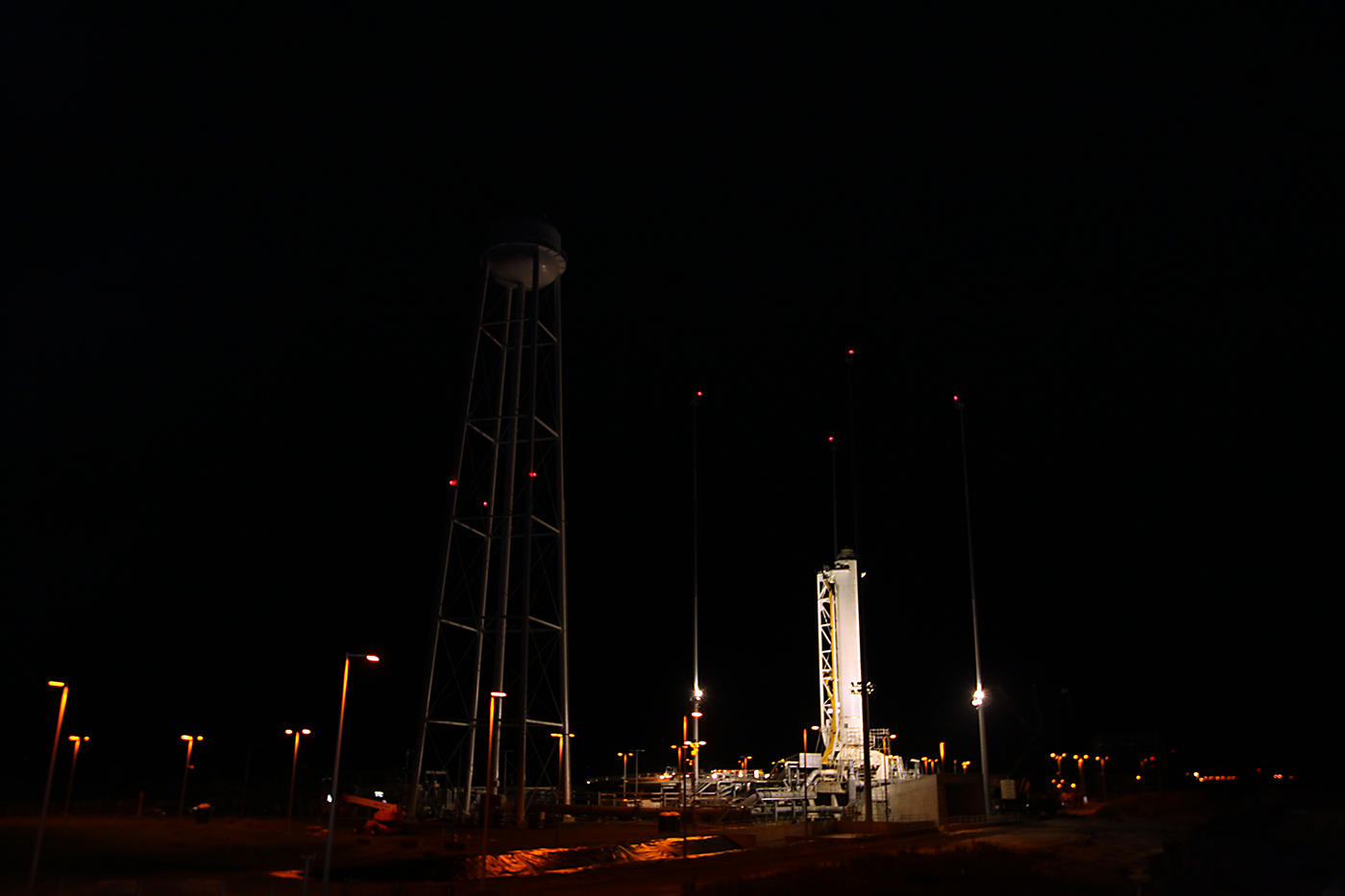 Antares vertical on launch pad 0A.