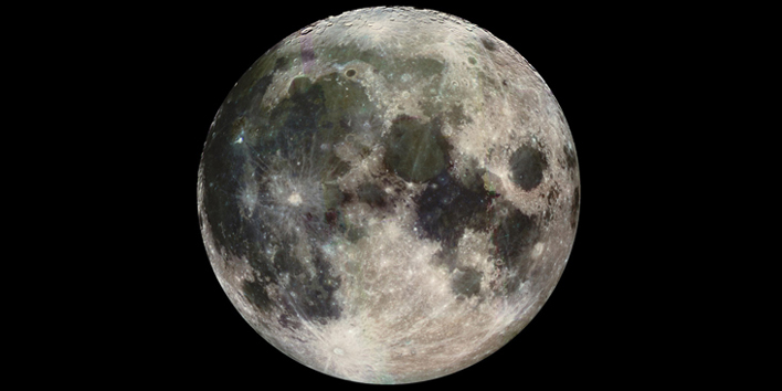 Color image of the full disk of the Moon.