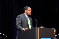 Michael Strautmanis, Deputy Assistant to the President and Counselor for Strategic Engagement to the Senior Advisor, White House Office of Public Engagement, moderates the Plenary Panel "Voices from the Philanthropic and Business Communities"