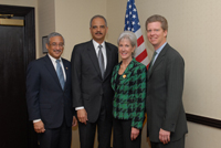 Congressman Robert Scott, Attorney General Eric Holder, Secretary Kathleen Sebelius, and Secretary Shaun Donovan