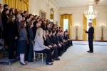 President Barack Obama greets the 2010 PECASE recipients in the East Room of the White House, Oct. 14, 2011.  | Courtesy of the White House Photo Office