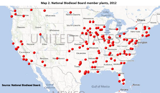 National Biodiesel Board member plants, 2012