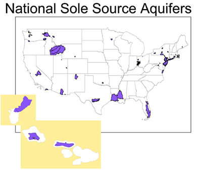 Map of Sole Source Aquifers in the United States