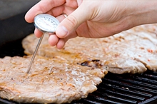 Meat with food thermometer